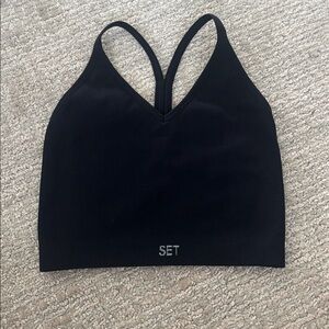 SET Black Ribbed Sports Bra